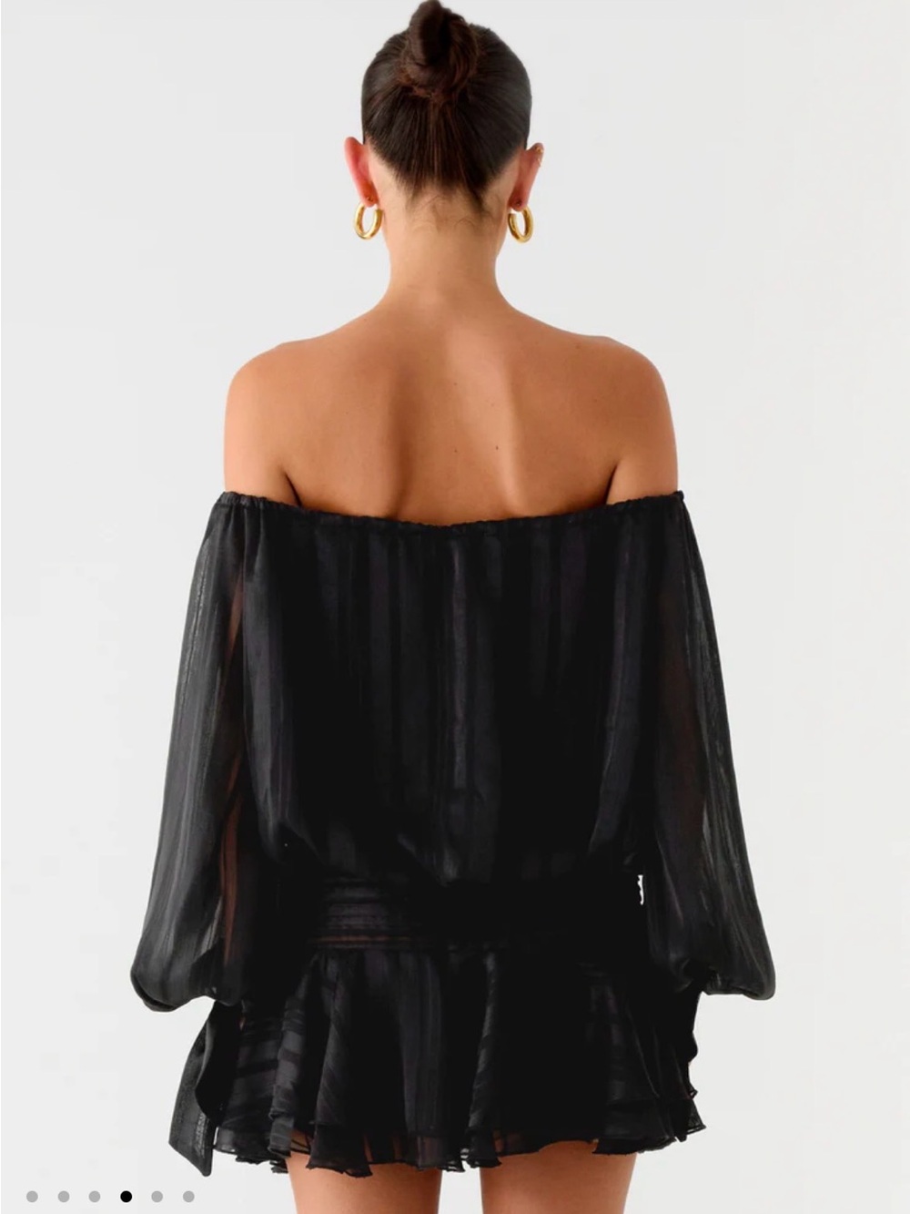 Peppermayo Eira Balloon Sleeve Mini Dress (Black Size 2) - Picture 2 of 3